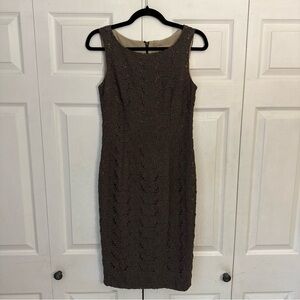 GIAMBATTISTA VALLI Paris Silk Grey Chic Sleeveless Lace Floral Midi Dress Small